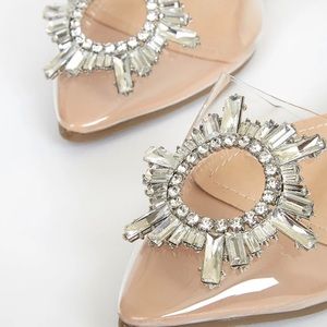 Lulus Myral Light Nude Rhinestone Pointed-Toe Flats!